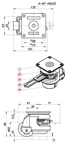 gdr-60f leveling ratchet casters