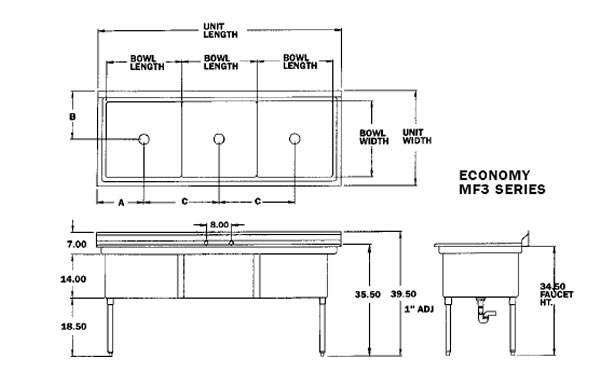 nsf commercial stainless steel sinks