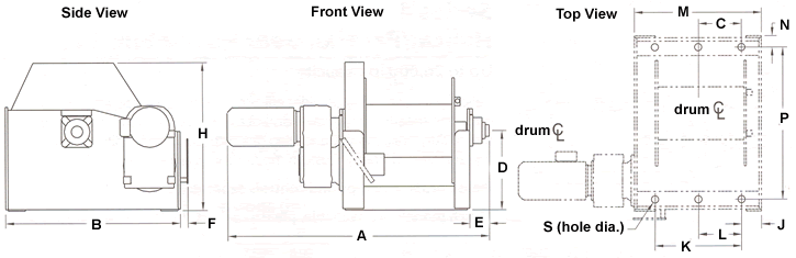 winch dimensions