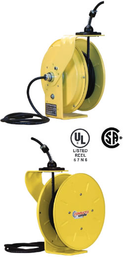 1200 Series Cable Reel with Flying Lead 20 Amp, 12 AWG, 35 ft For Lift/Drag  Applications, Cable Reels, Cable Tray and Reels