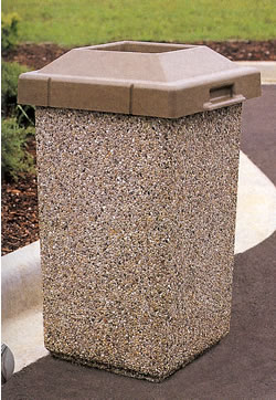 30 Gallon StoneTec Concrete Fiberglass Decorative Trash Can 722117 (Waste  Lid, 5 Colors)