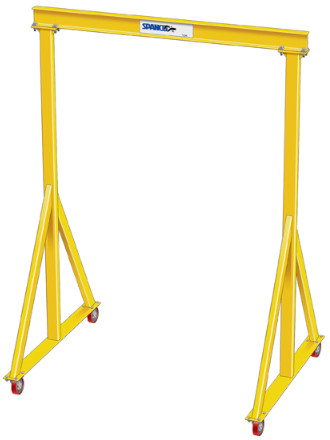 E series steel gantry cranes are available in both fixed height and adjustable height and span.