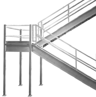 Aluminum Prefabricated Stair Landings 180 Degree Switch Back Turn Design