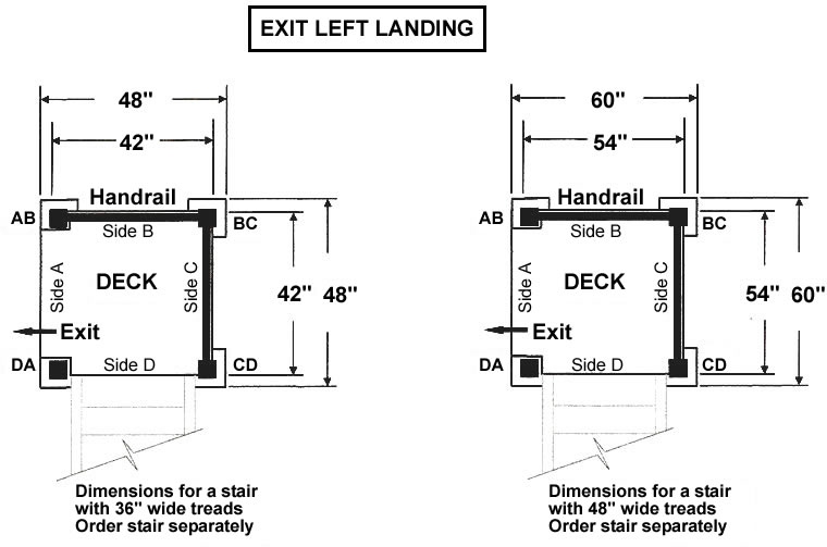 Aluminum Prefabricated Stair Landings Exit Left Diagram
