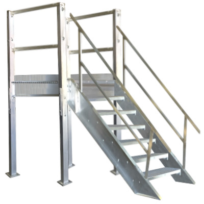Aluminum Prefabricated Stair Landings Exit Straight Thru