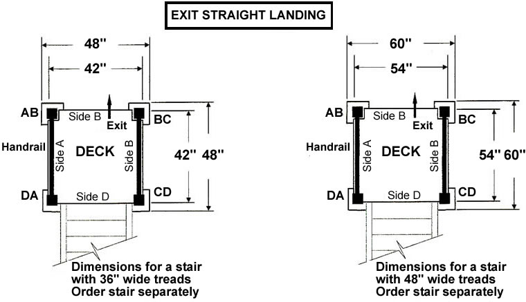 Aluminum Prefabricated Stair Landings Exit Straight Diagram