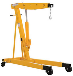 The Shop Crane Engine Hoist includes two rigid and two swivel casters for portability.
